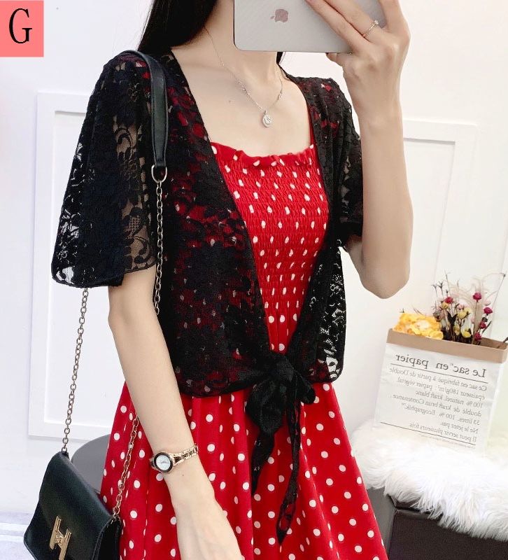 Áo khoác ren Hàn Quốc cột nơ
