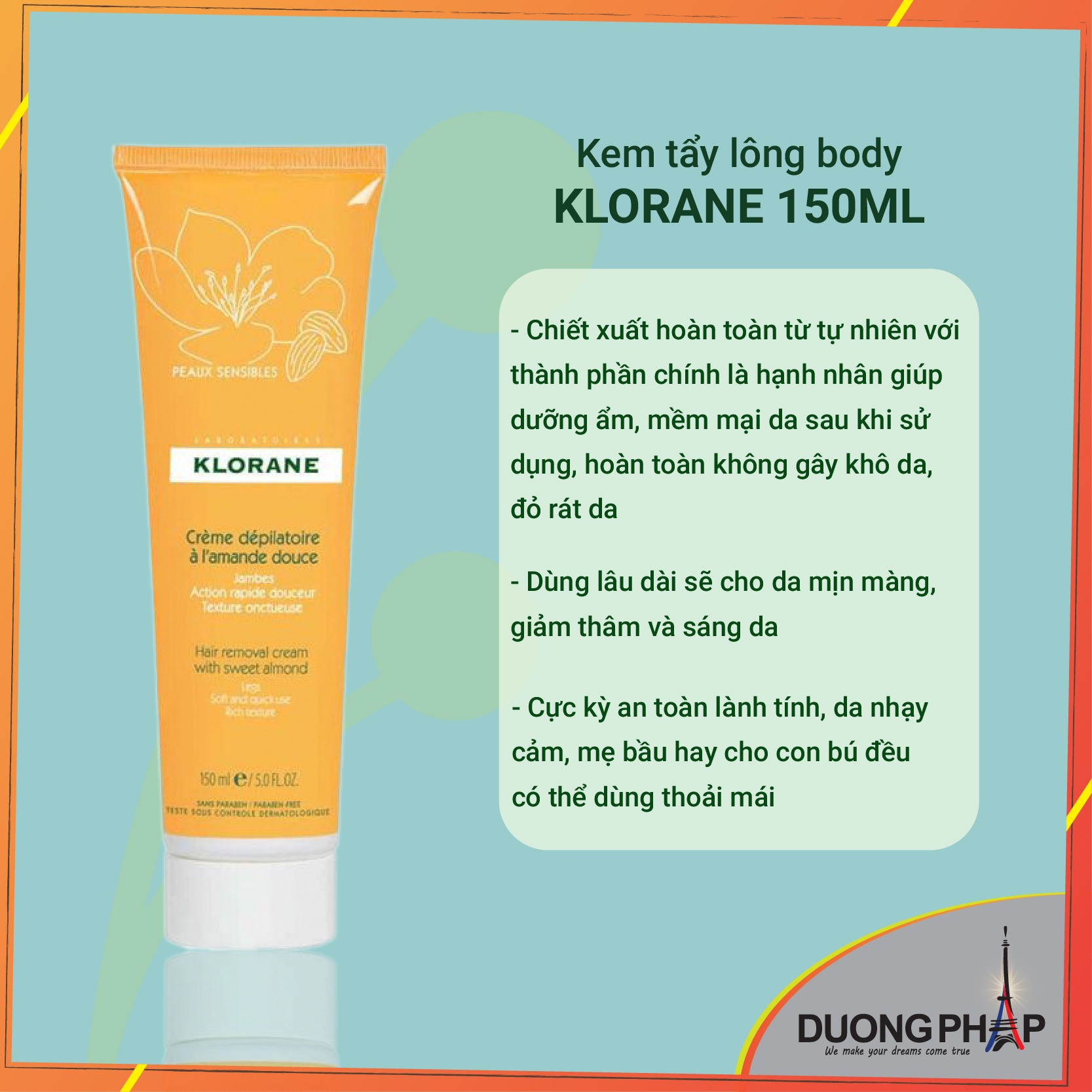 Kem tẩy lông body Klorane 150ml