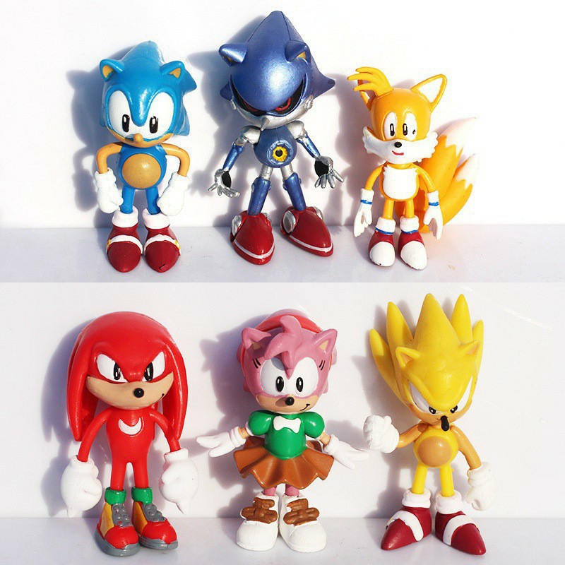 Bộ 06 mô hình nhân vật hoạt hình nhím sonic thần tốc 6cm