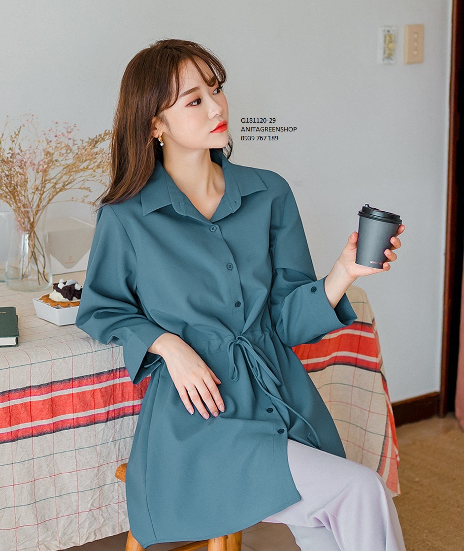 Q181120 ÁO SƠ MI FORM DÀI THẮT EO