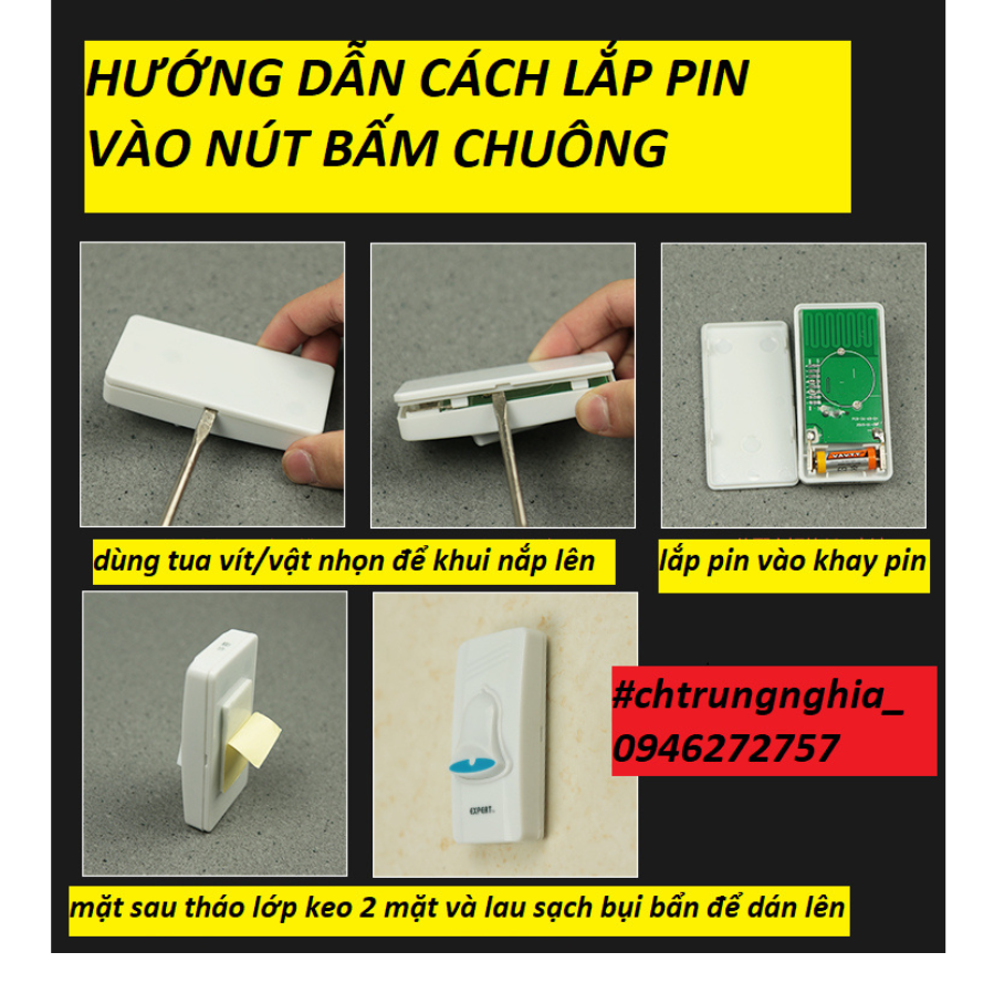 Bộ chuông cửa không dây Expert 72A07 gồm 16 kiểu chuông ( khoảng cánh xa 150m )