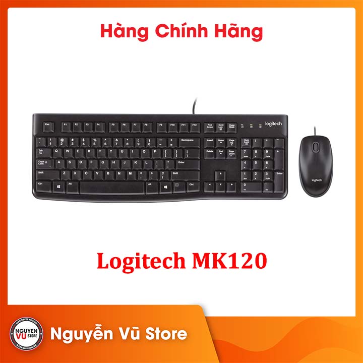 Bộ bàn phím và chuột có dây Logitech MK120 - Hàng Chính Hãng