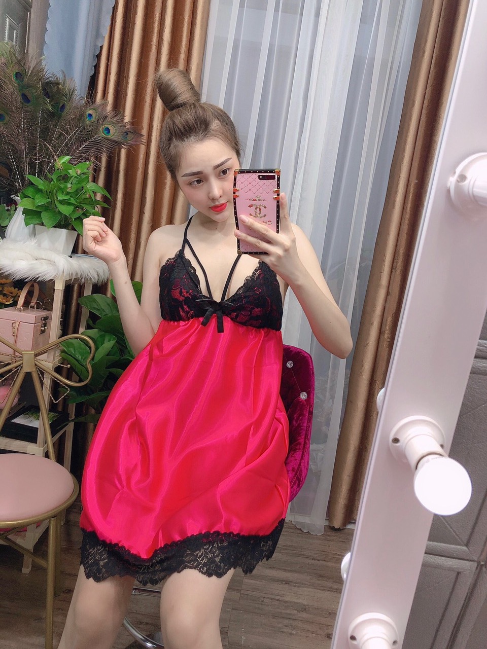 ĐẦM PHI BÓNG CHÉO DÂY PHỐI REN FREESIZE DƯỚI 55KG