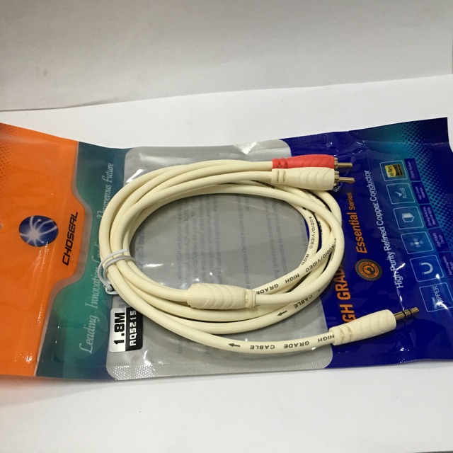 Dây loa CHOSEAL đầu 3,5mm ra 2 đầu AV (5m)
