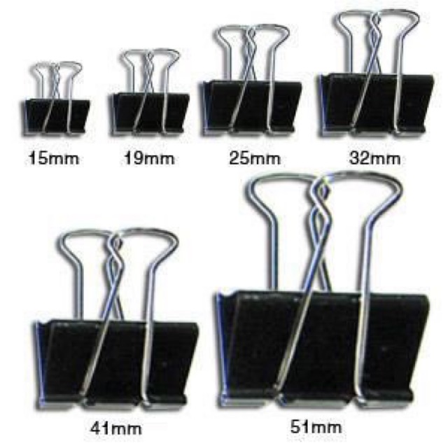 Kẹp tài liệu đen 1hộp(12cái),Kẹp bướm 15mm-51mm