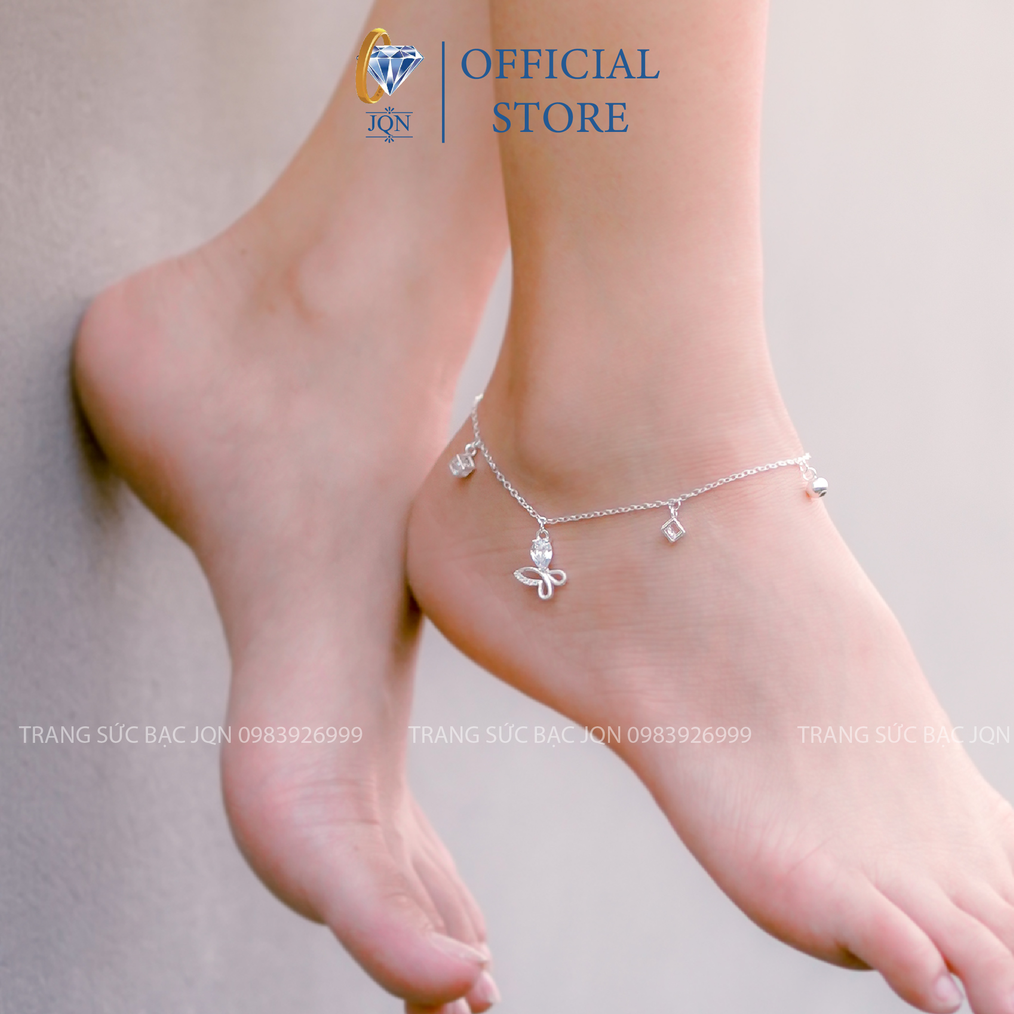 Lắc chân nữ bạc ta jqn mẫu lắc bướm xinh xắn