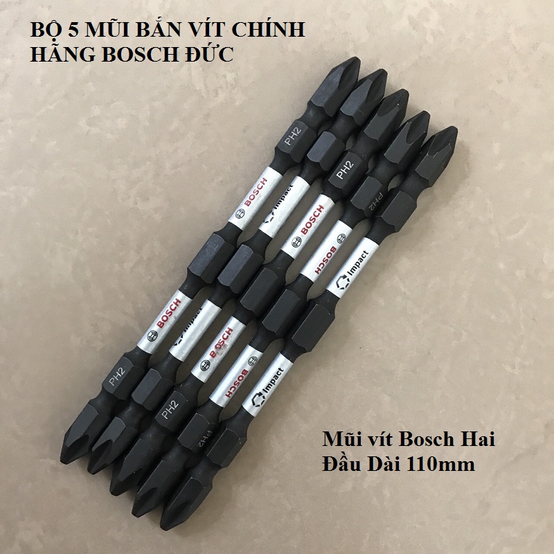 Bộ 5 mũi bắn vít bos 2 đầu ph2 - 110mm