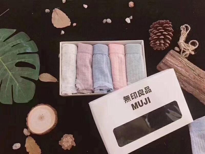 Set 5 quần lót Cotton Muji ren thoáng mát cao cấp