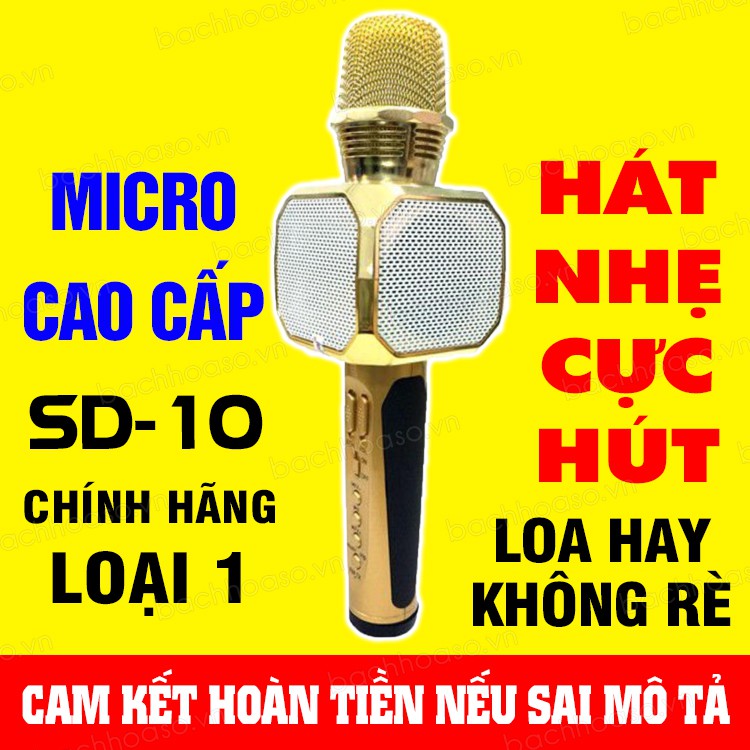 [HCM]Micro Bluetooth KaraokeLoa Cầm Tay Hát Karaoke Micro cam dien thoai Mic Kèm Loa Kraoke Bluetooth SD-10 Cao Cấp Hàng Nhập Khẩu Cho Chất Lượng Âm Thanh Cực Hay Bảo Hành Uy Tín 1 Đổi 1