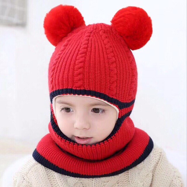 Mũ len liền khăn cho bé mẫu Ninja cực ấm cực đẹp cho bé từ 6 tháng đên 3 tuổi