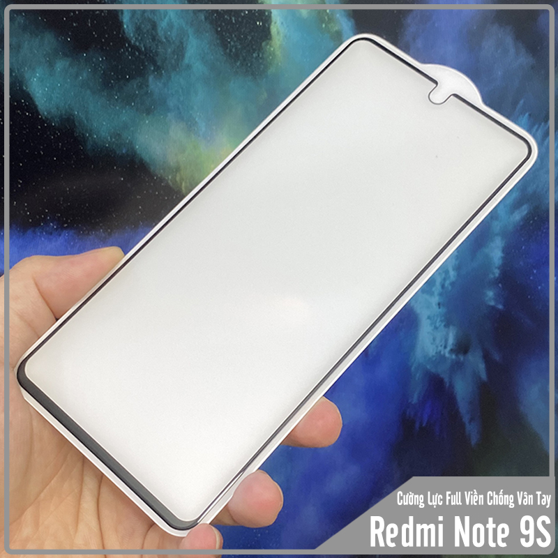 Kính cường lực cho Xiaomi Redmi Note 9S - Note 9 Pro hạn chế vân tay Full viền Đen