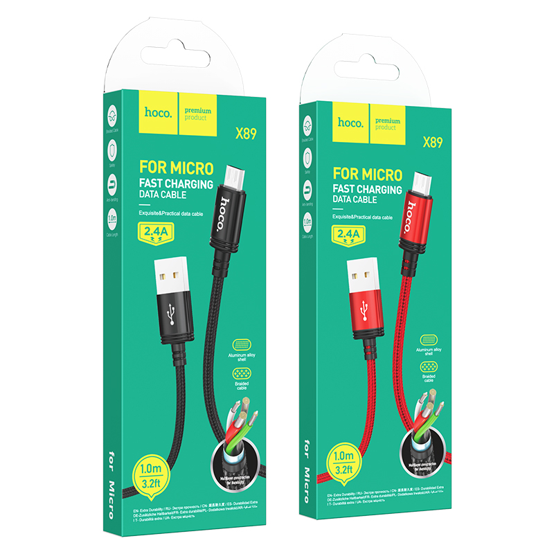 Cáp Sạc Nhanh MICRO USB Hoco x89 Cho Android Dây Dù 1M Chống Đứt - BH 3 tháng 1 đổi 1 (MÀU SẮC NGẪU NHIÊN)