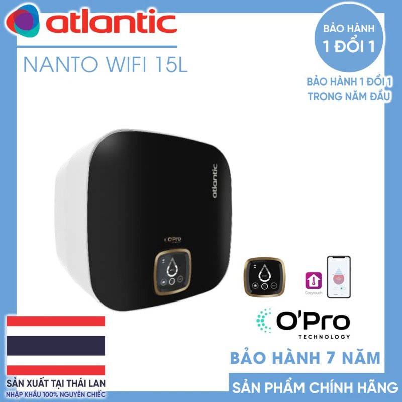 Bảng giá Máy nước nóng gián tiếp ATLANTIC nhập khẩu nguyên chiếc từ Thái Lan NANTO WIFI 15lít