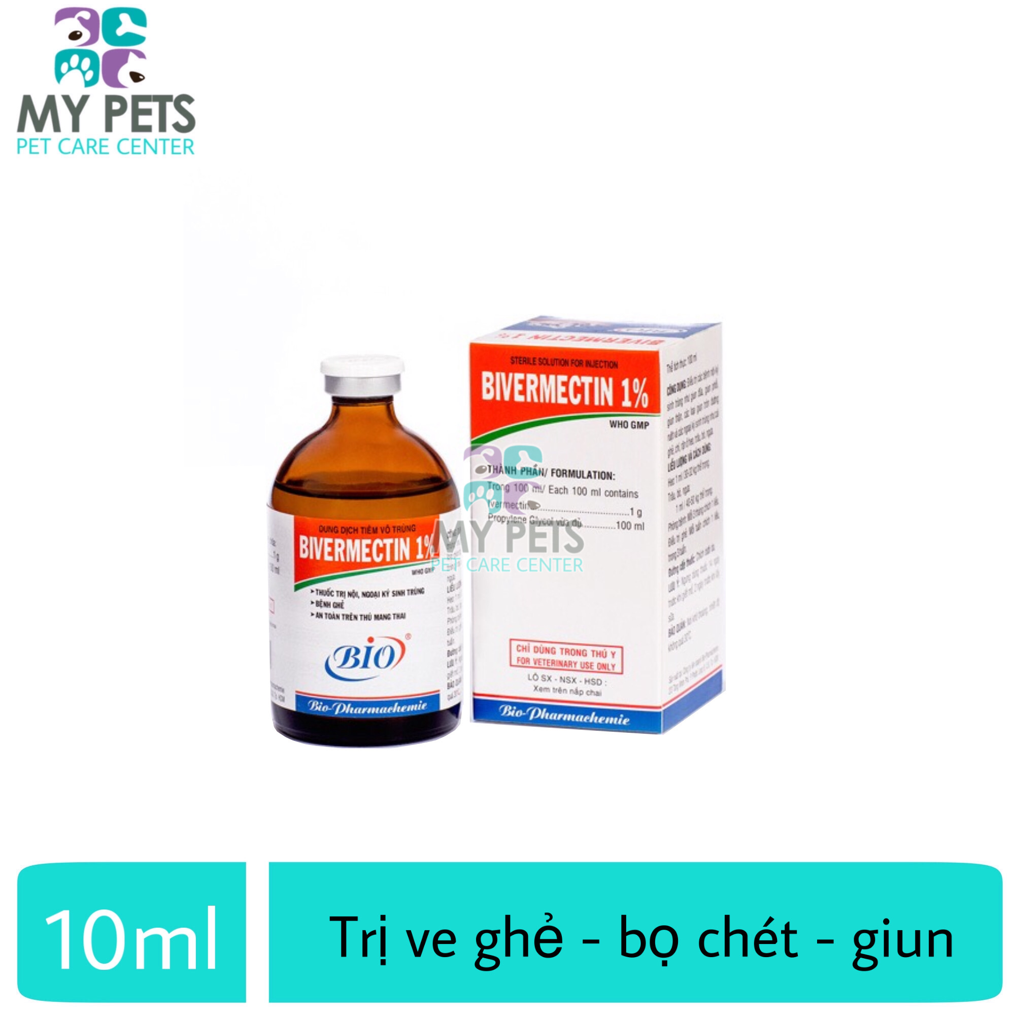 Thuốc tiêm trị ve ghẻ, bọ chét cho chó - Bio Bivermectin 1% (10ml)