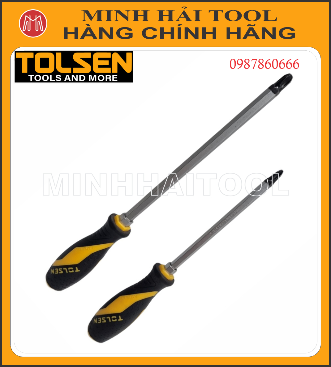 TOLSEN – Tô vít đóng bake PH3 dài 150mm. Model: 20127. Chất liệu: Thép chrome vanadium
