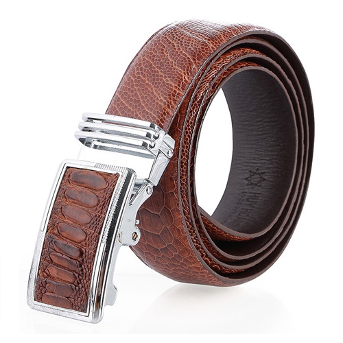 Brown assorted ostrich leather men's belt
