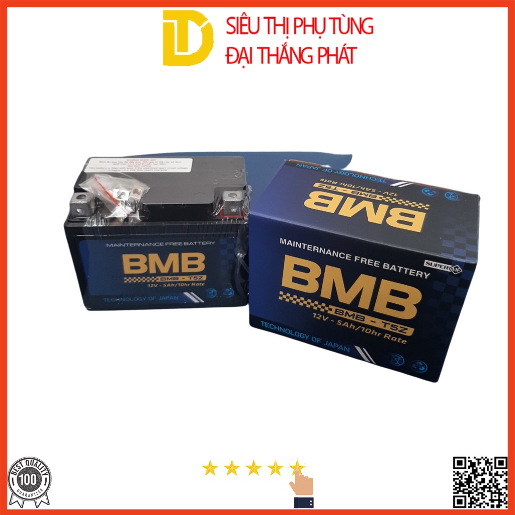 Bình ắc quy khô NHẬT BẢN BMB-T5Z 12V-5Ah cho xe máy WAVE RS100, RS110, AIR BLADE 110, EXCITER 135 / 150...