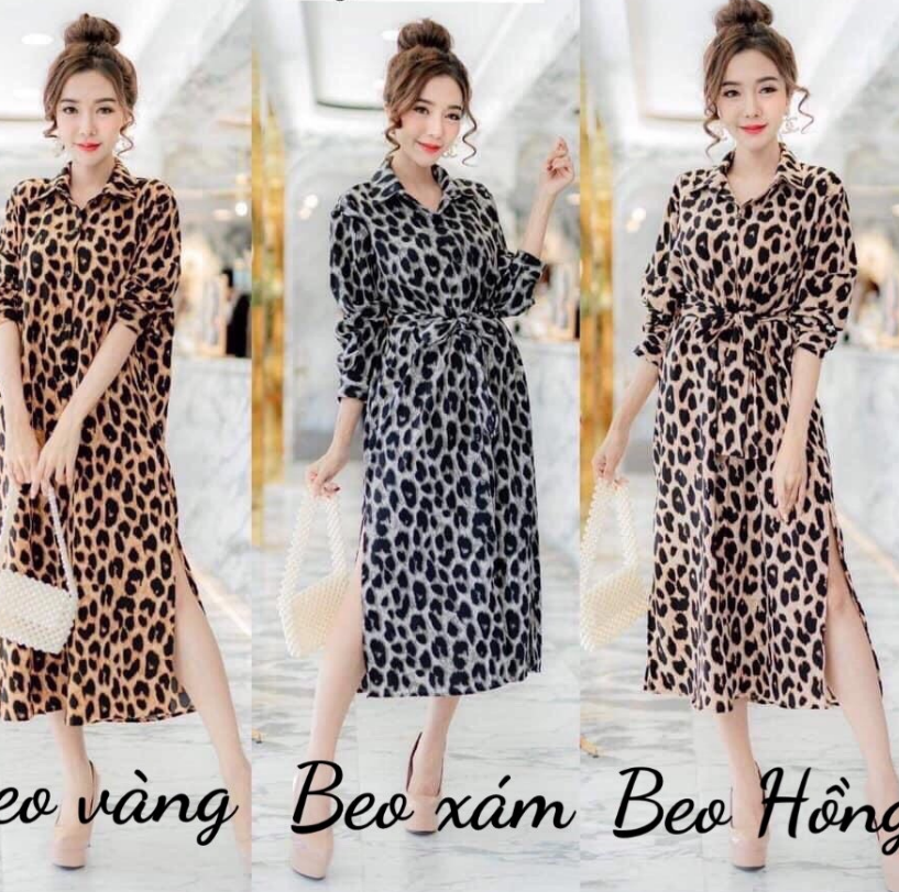 Đầm sơ mi beo-HC