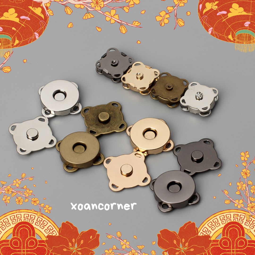 Nút hít nam châm | Nút hít khâu - Phụ kiện túi ví handmade (2 cái/set)
