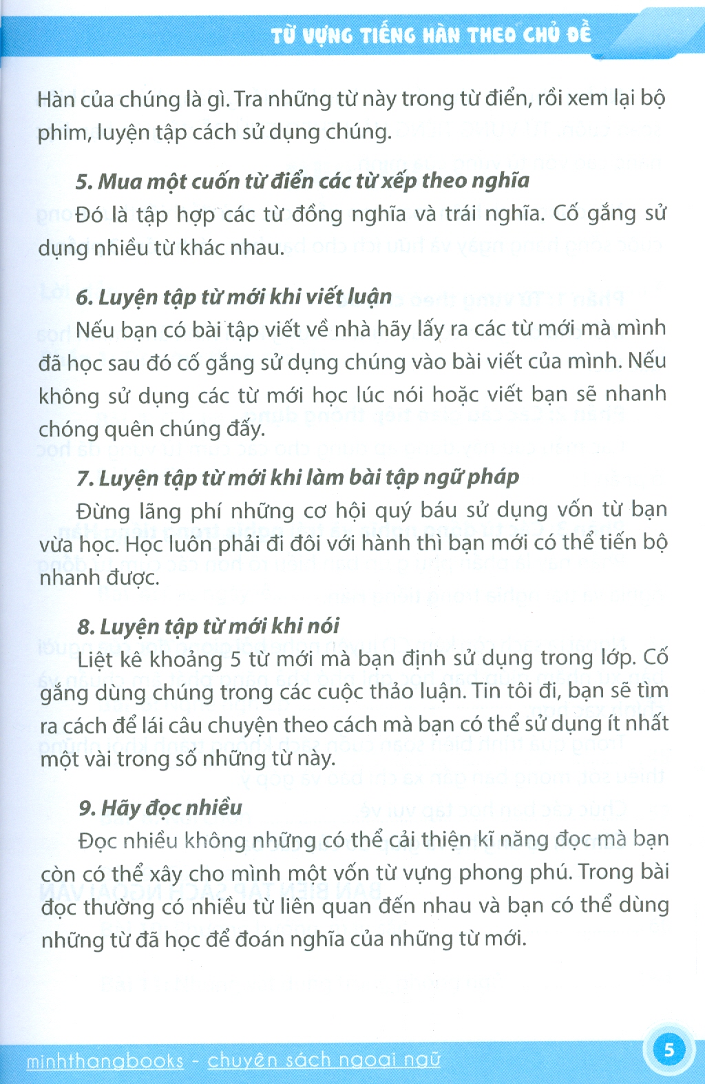 Từ Vựng Tiếng Hàn Theo Chủ Đề