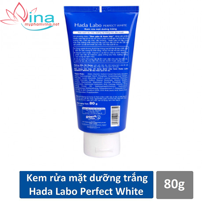 [HCM]Sữa rửa mặt trắng da tối ưu Hadalabo Perfect White (80g)