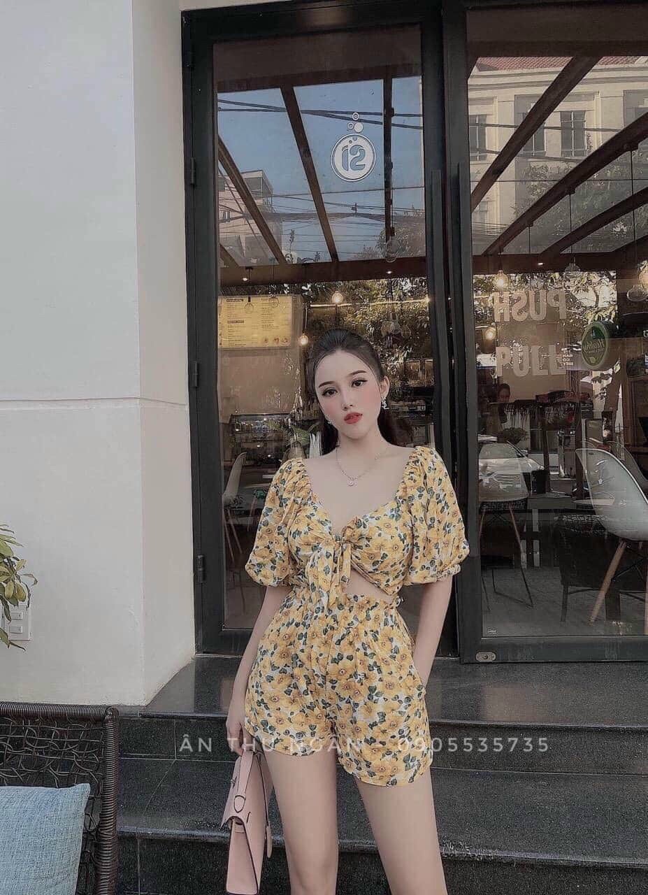 Jum lụa họa tiết hoa nhí cổ tim