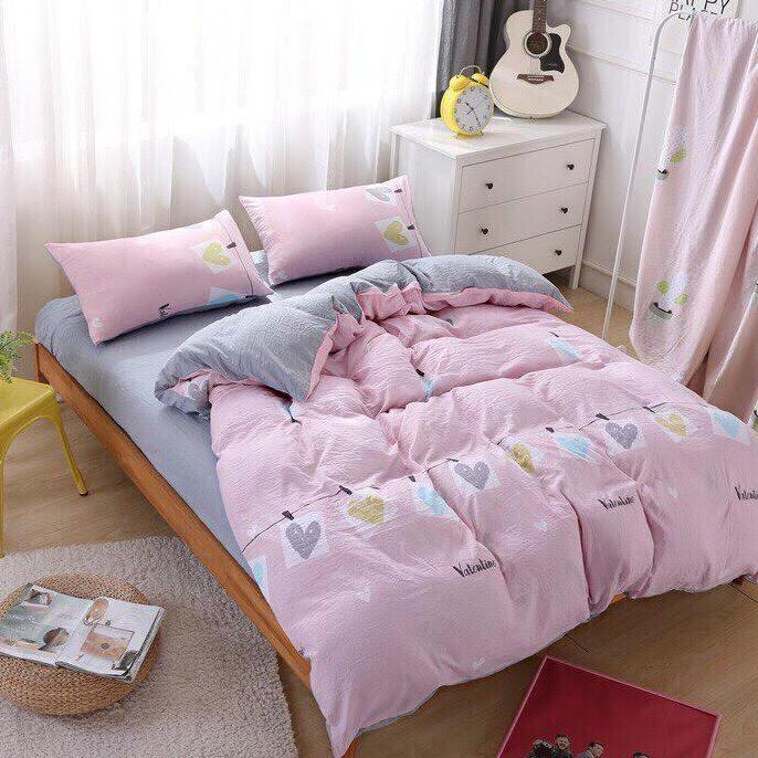 [ MIỄN PHÍ VẬN CHUYỂN ]-Bộ chăn ga gối đũi nhập trái tim.