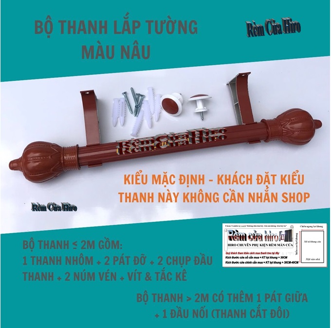 Thanh treo rèm màn cửa nhôm 1m