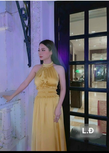 Đầm dài cổ yếm sang chảnh-QH #damnu
