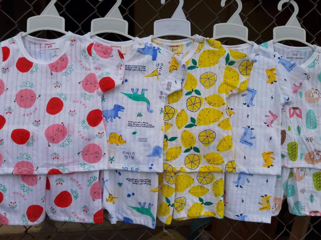 Combo 5 bộ cộc cotton giấy cài vai cho bé