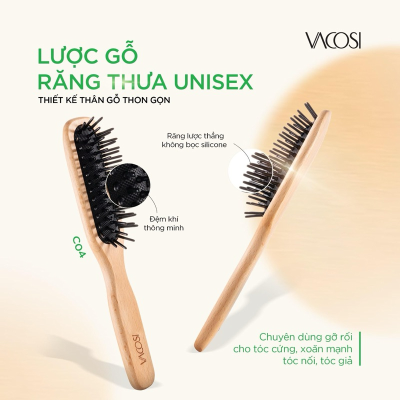 Lược chải tóc gỡ rối, tạo kiểu và phồng tóc vacosi for all hair types styling hairbrush c08, c11, c12
