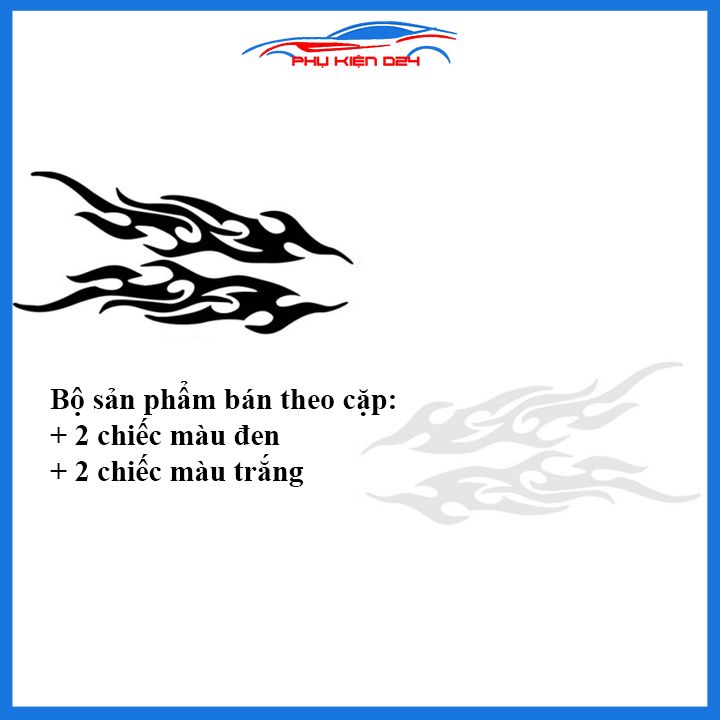 Bộ 2 nhãn dán xe hình ngọn lửa Flame, decal, tem dán trang trí ô tô cực chất