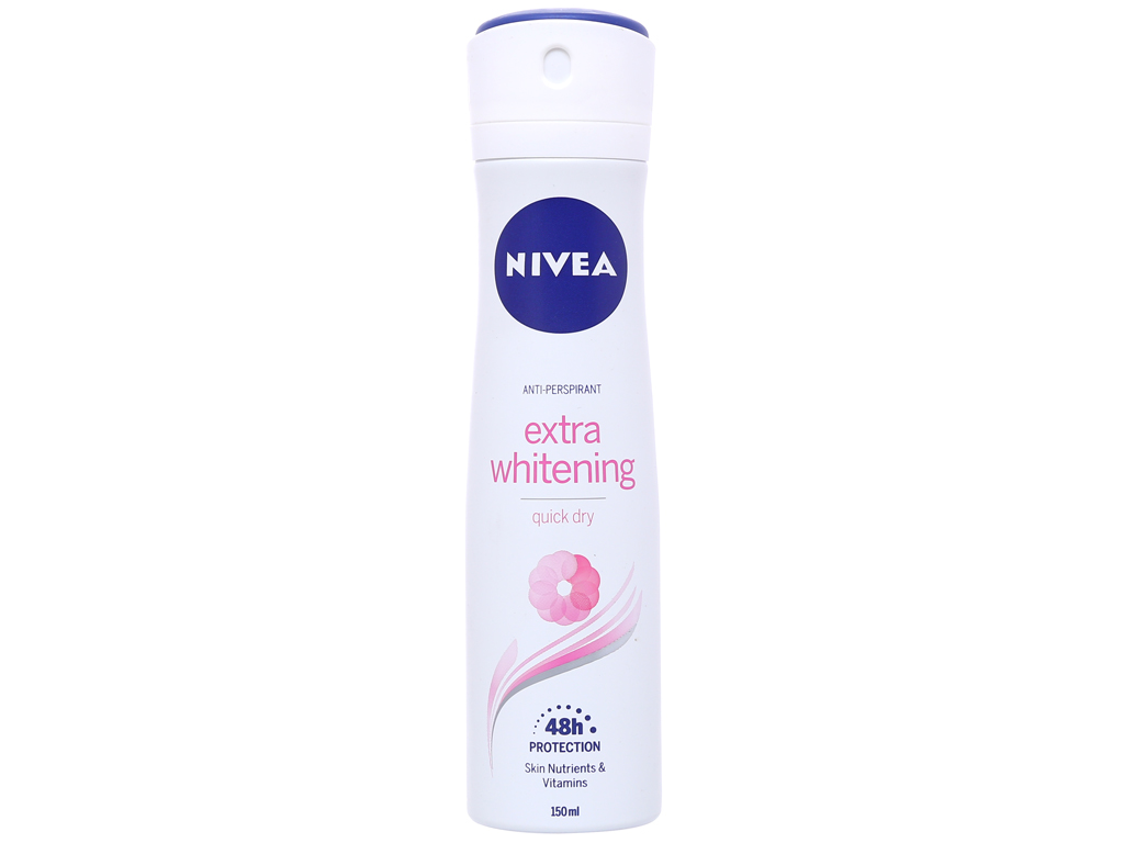 [HCM]Xịt khử mùi trắng mịn mờ vết thâm Nivea Extra Whitening Quick Dry 150ml