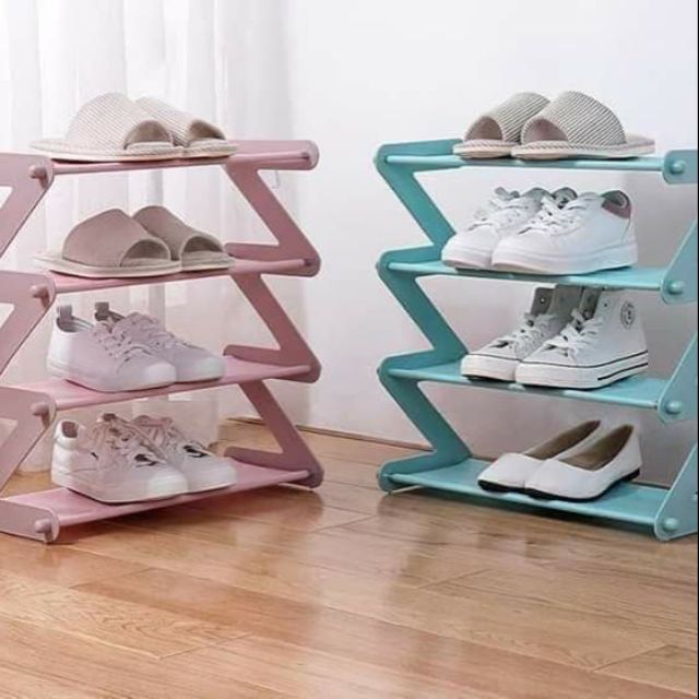 Kệ để giày dép 4 tầng hình chữ Z đa năng có thể gấp gọn, để được sách vở, đồ dùng gia đình một cách thông minh, kệ để giày dép mini, kệ để giày đa năng