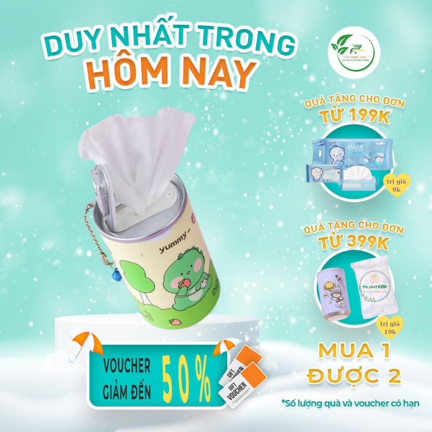 [HÀNG HÓT] Khăn giấy ướt, khăn ướt dạng lon mini 1 lon gồm 30 miếng