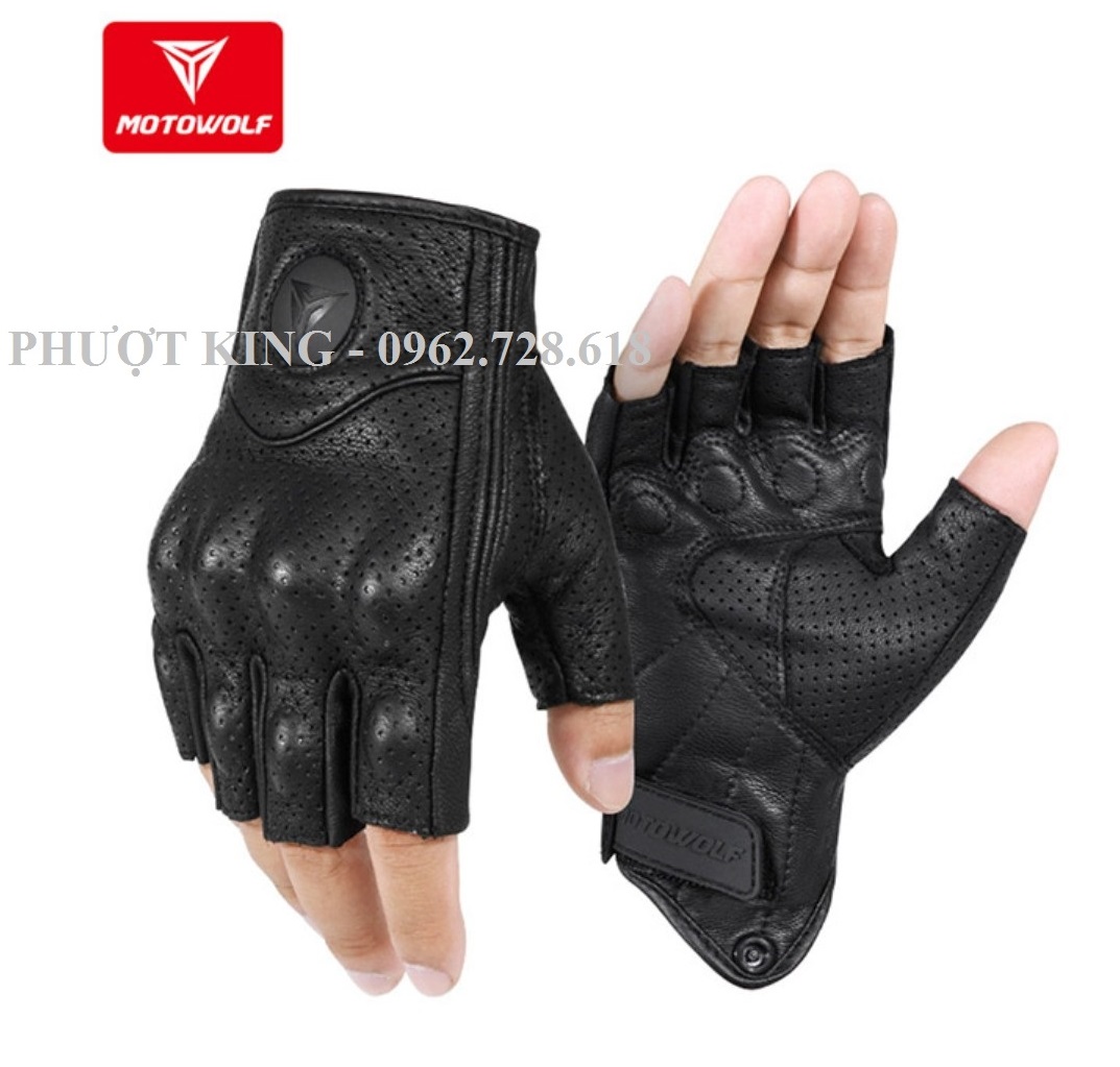 [CHÍNH HÃNG] Găng tay Motowolf cụt ngón da thật