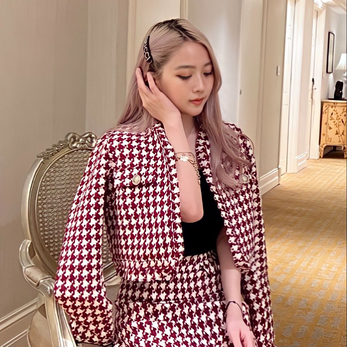 TINGOAN® - Áo set caro LOVE POEM JACKET/DR V2