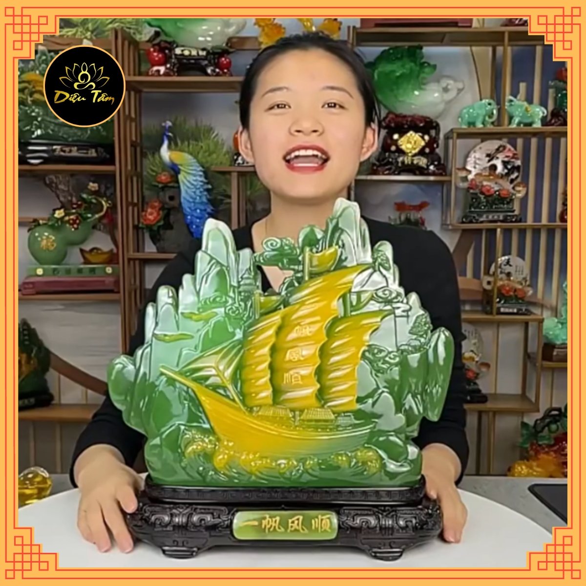 Wind-up sailing craft statue