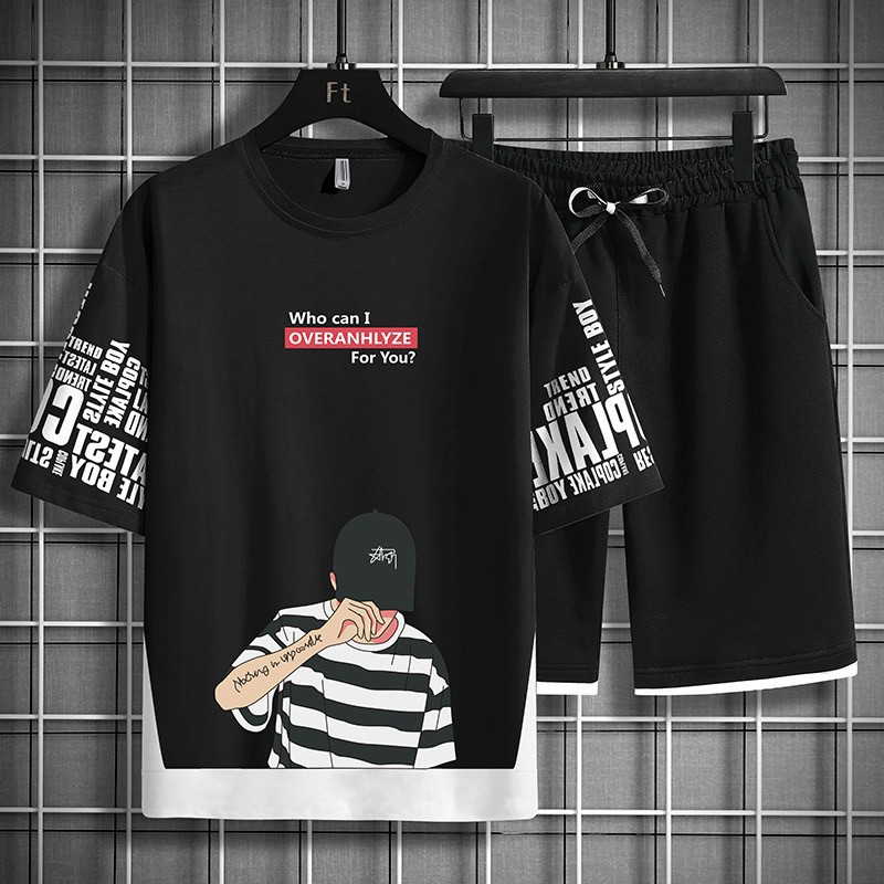 Set bộ thời trang nam phối sọc cá tính,Đồ bộ nam WHO CAN I gồm áo thun và quần đùi short SIÊU MÁT mùa hè tập gym thể thao mặc ngủ đều thoải mái-Top1shop S0