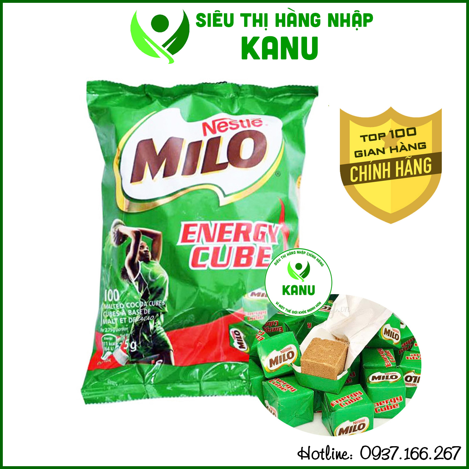 Kẹo Milo Energy Cube Thái Lan 275g 100 viên
