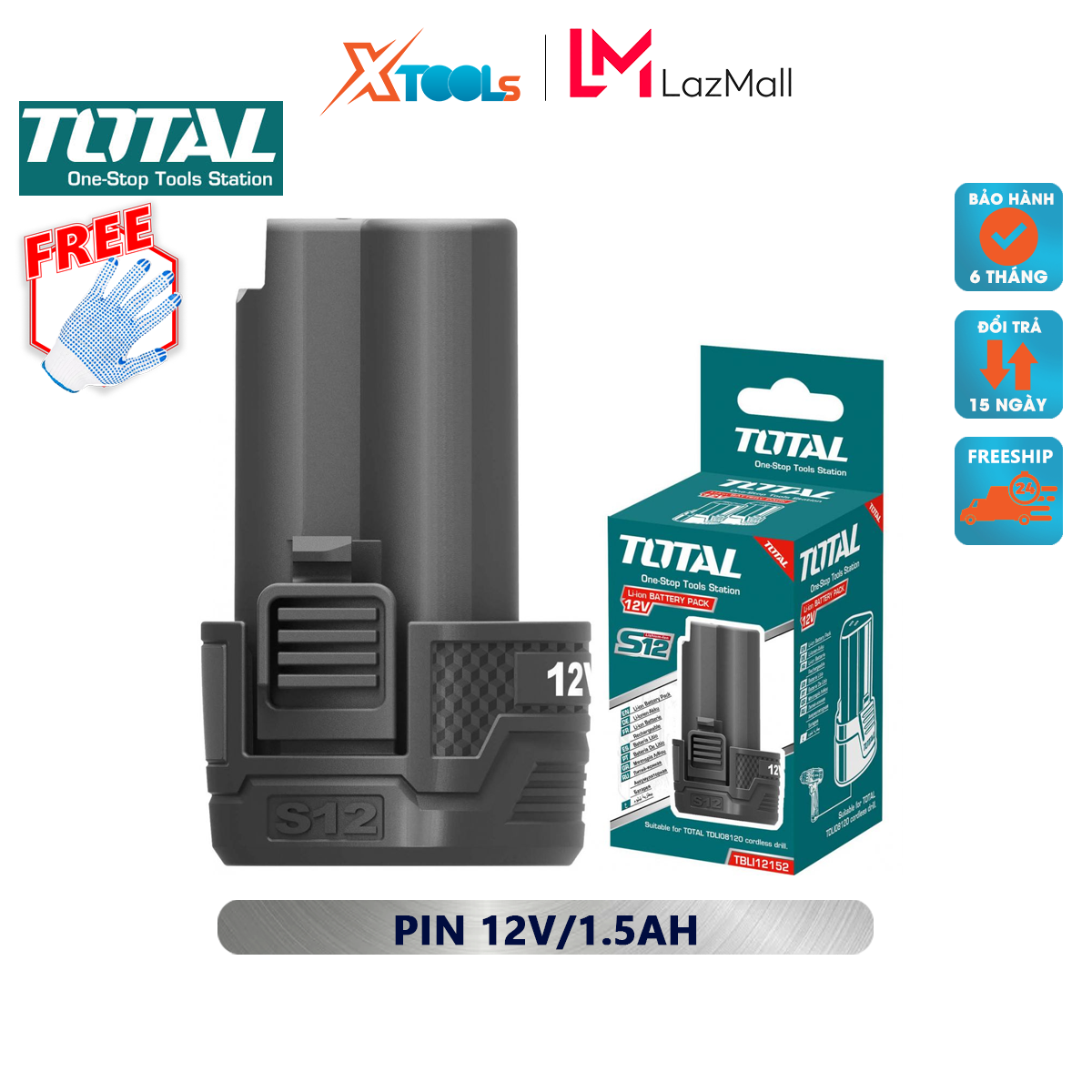 Battery Lithium-Ion S12 total TBLI12152 | rechargeable lithium S12 battery 12V/1.5ah suitable for all product line battery S12 refers to store energy use