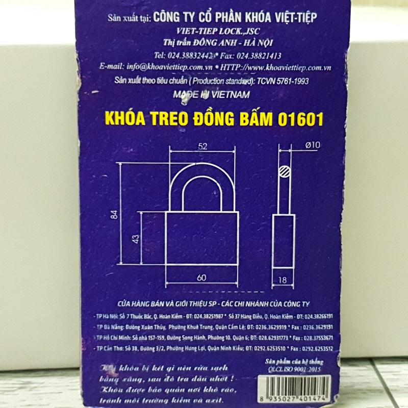 Khóa Treo Đồng Bấm 6P Việt Tiệp 01601