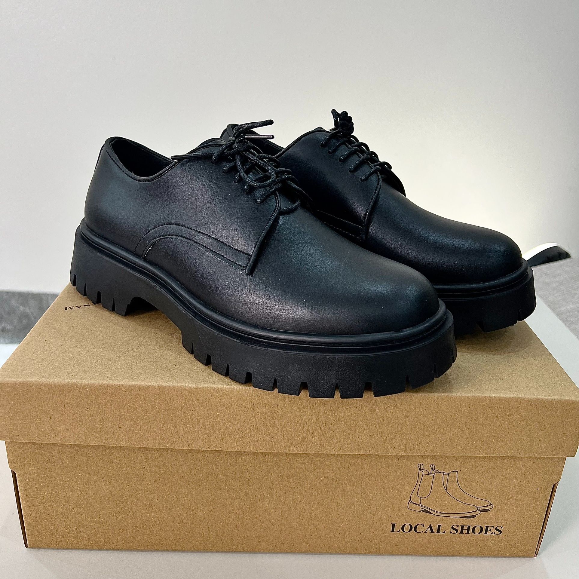 Chunky Derby Nam Da Mờ, Giày Chiến Binh đế 5cm