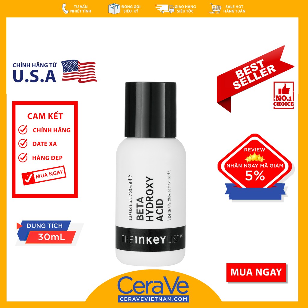 [HCM]The INKEY List Beta Hydroxy Acid - Tinh chất tẩy tế bào chết (30mL)