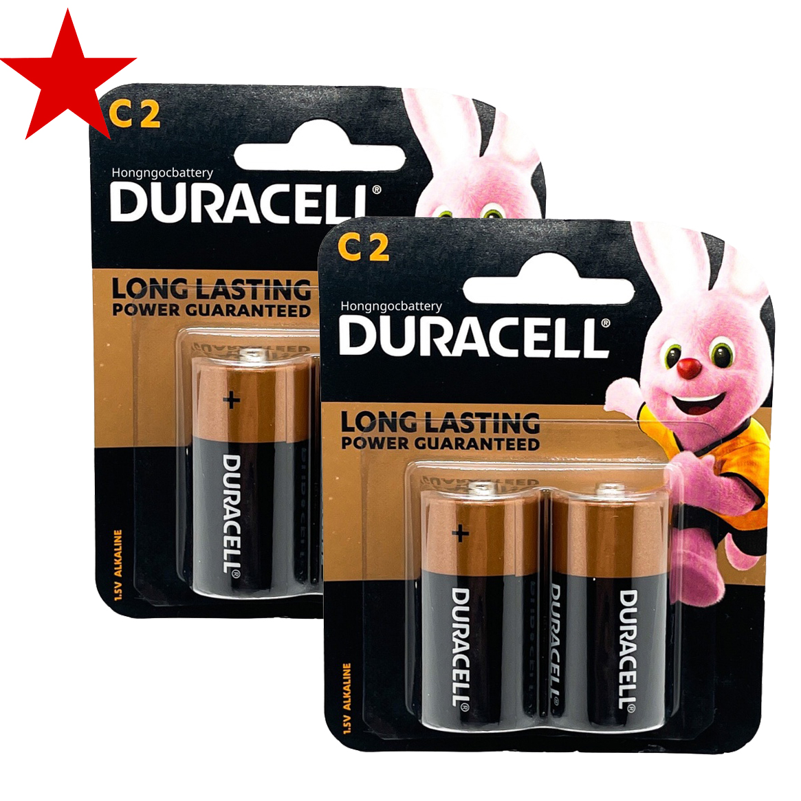Combo 2 vỉ pin trung C Duracell Alkaline chính hãng (1 vỉ 2 viên)