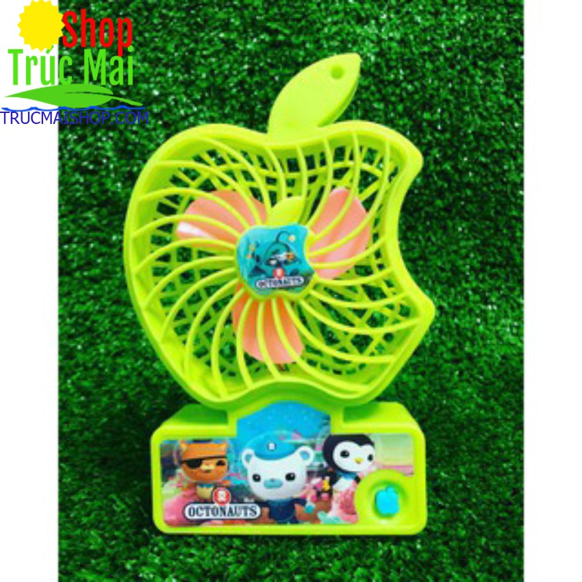 Quạt mini hình quả táo bằng nhựa tặng kèm pin và được chọn màu - 1 quạt hình Táo