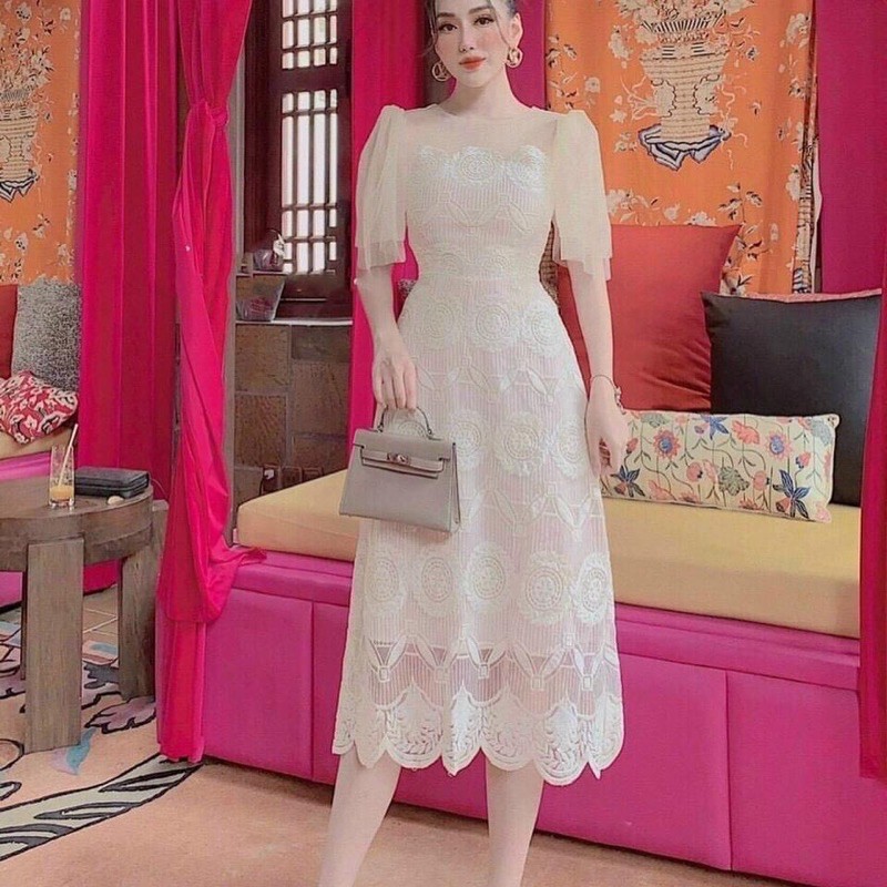 Đầm Dự Tiệc Ren Cao Cấp Tay Lưới