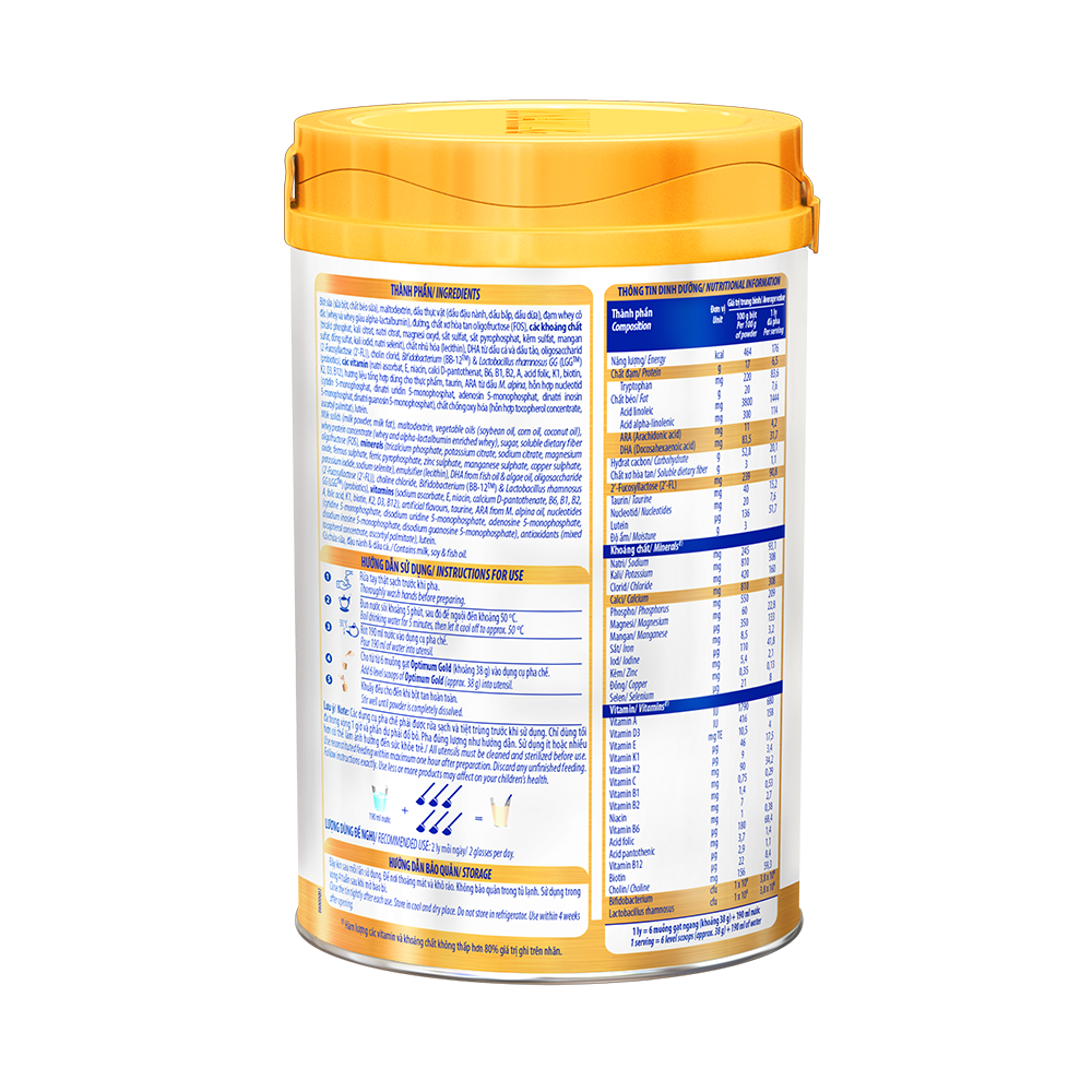 Sữa bột Vinamilk Optimum Gold 4-Hộp thiếc 850g - Sữa công thức giúp Tăng cân, chiều cao, tiêu hóa, phát triển não bộ