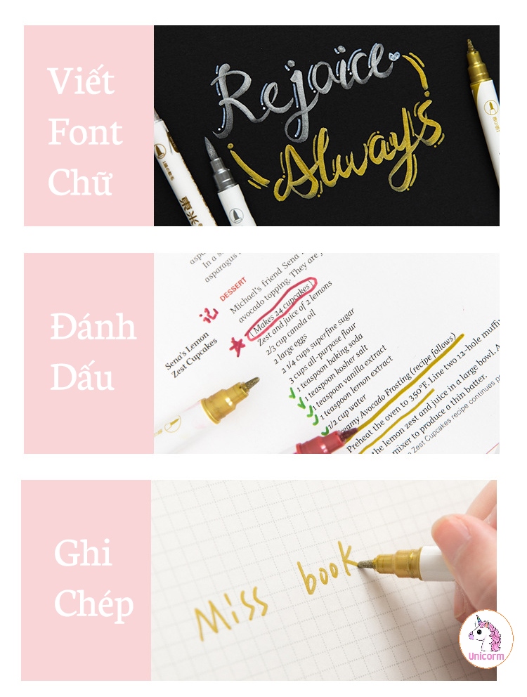 Bút nhũ dạ bạc 2 đầu domi