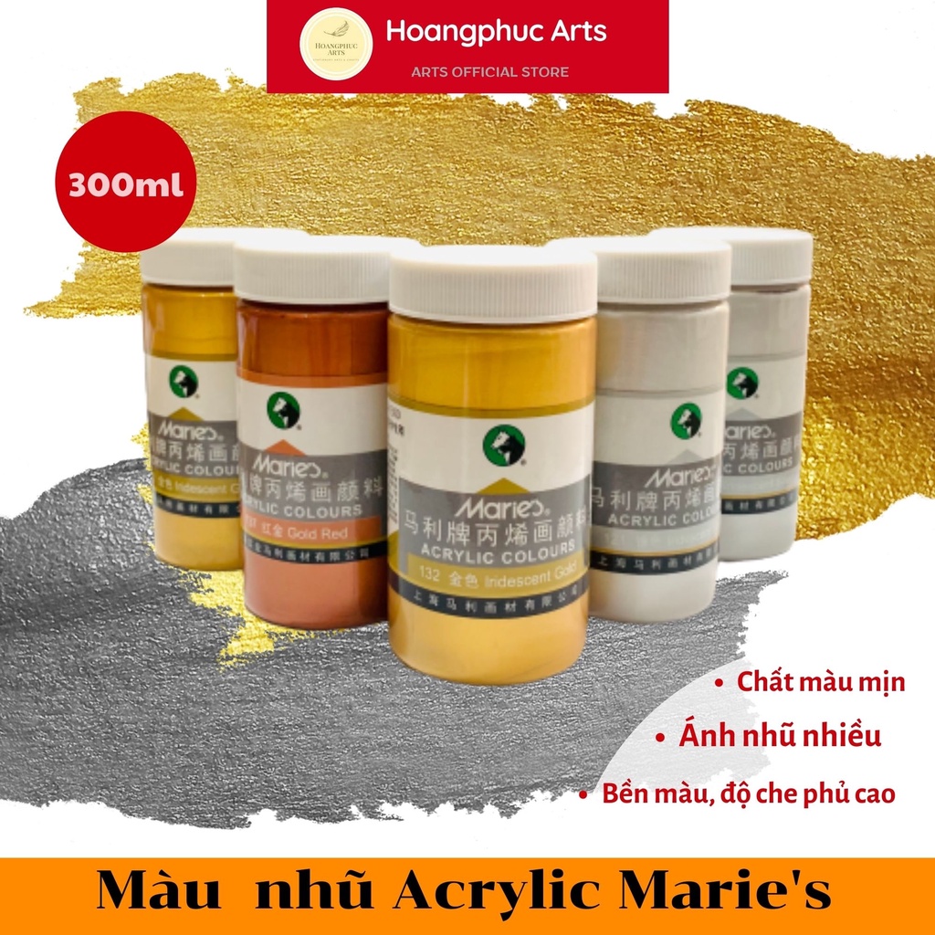 Màu acrylic nhũ MARIE'S 300ml - chuyên dụng vẽ tranh toan, tranh tường